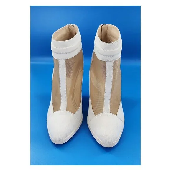 MISSONI NWOB Pony Hair Suede Mesh Panel White Bootie - Picture 5 of 15